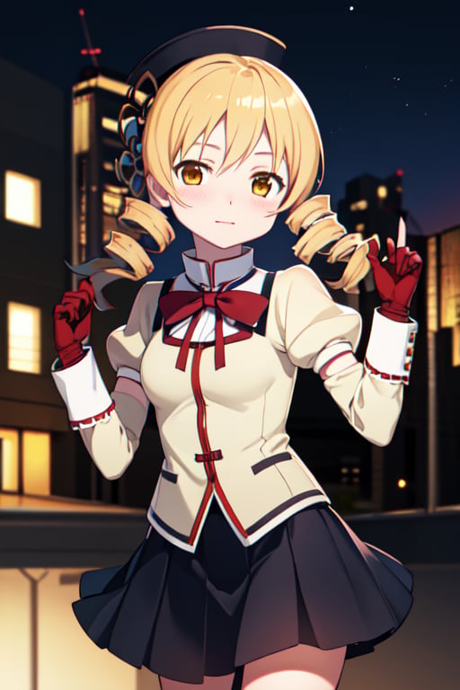 master piece, best quality, , char_tomoe_mami_128dim, cowboy shot, school uniform, ,char_tomoe_mami_128dim