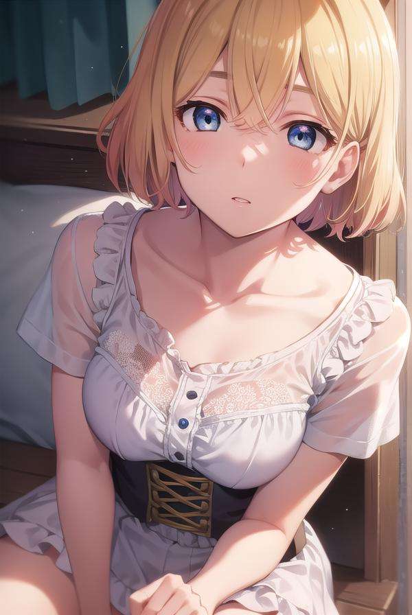 maminanami, <lora:maminanami-lora-nochekaiser:1>,mami nanami, short hair, blue eyes, blonde hair, hair between eyes, (small breasts:1.2),BREAK skirt, shirt, collarbone, white shirt, short sleeves, frills, shoes, socks, white socks, corset,BREAK looking at viewer, full body,BREAK outdoors,BREAK <lyco:GoodHands-beta2:1>, (masterpiece:1.2), best quality, high resolution, unity 8k wallpaper, (illustration:0.8), (beautiful detailed eyes:1.6), extremely detailed face, perfect lighting, extremely detailed CG, (perfect hands, perfect anatomy),