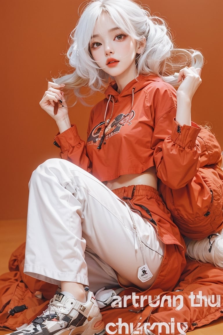 1girl,AgoonGirl ,Detailedface,outfit,Detailedeyes, croptop, white themes,urban techwear