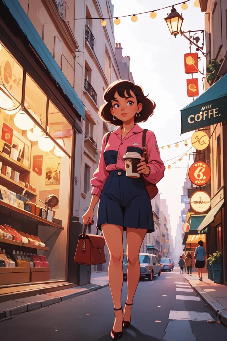 1girl coffee detailed 1980s fashion paris ( 8k, Darwyn Cooke ), <lora:GoodHands-vanilla:1>, scenery