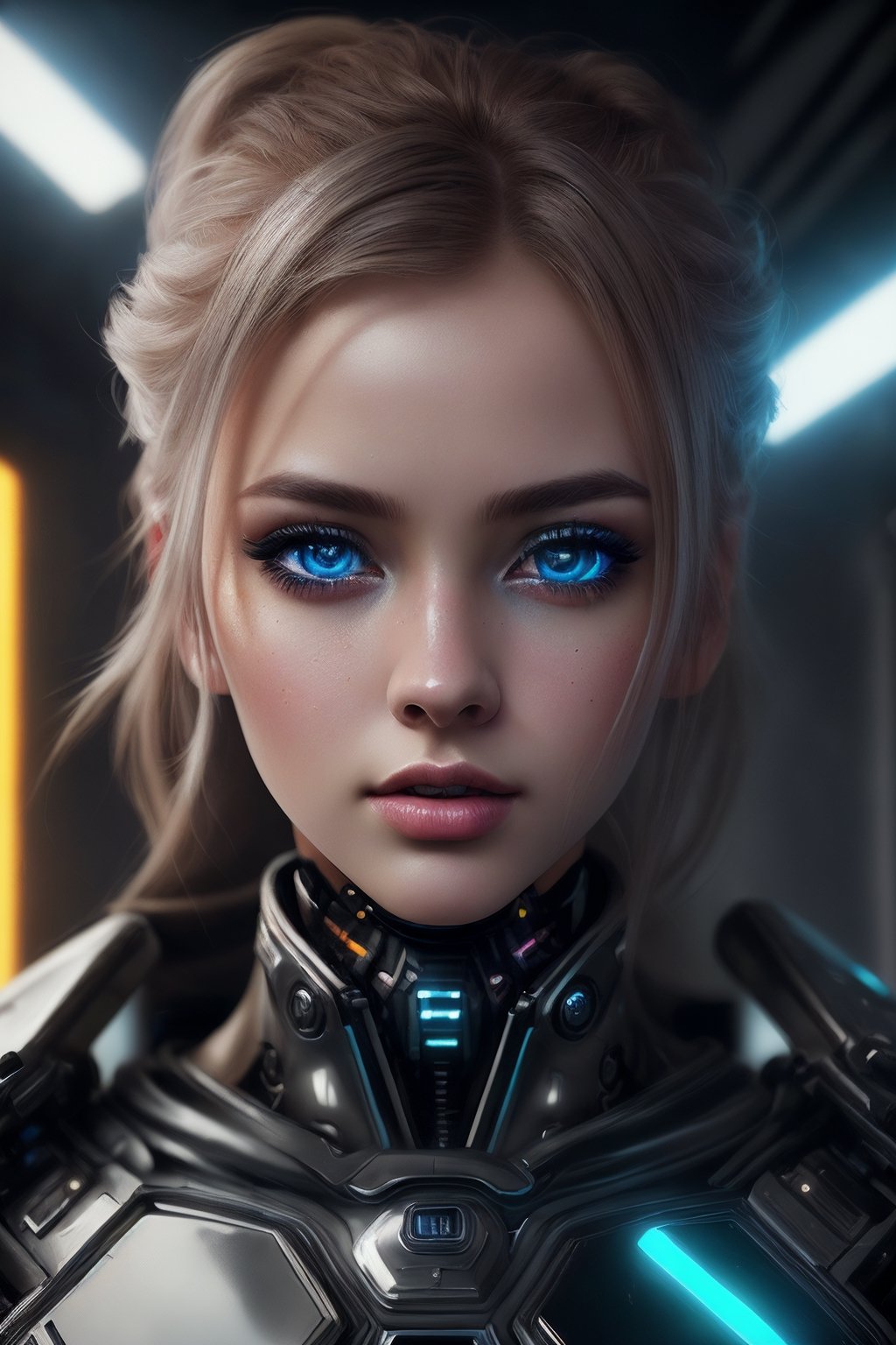 (best quality,4k,8k,highres,masterpiece:1.2),ultra-detailed,(realistic,photorealistic,photo-realistic:1.37),sci-fi,1girl,cyber robot outfit,beautiful detailed eyes,beautiful detailed lips,messy colorful hair,scrappy look,cinematic background,dynamic view,vivid colors,dramatic lighting