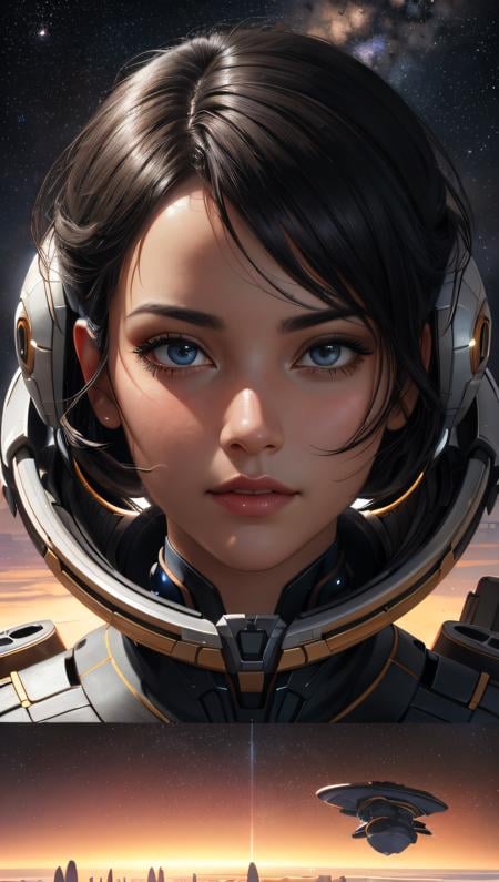 (perfect face) landscape, oil on matte canvas, sharp details, the expanse scifi spacescape ceres colony, intricate, highly detailed, digital painting, rich color, smooth, sharp focus, illustration, Unreal Engine 5, 8K, art by artgerm and greg rutkowski and alphonse mucha