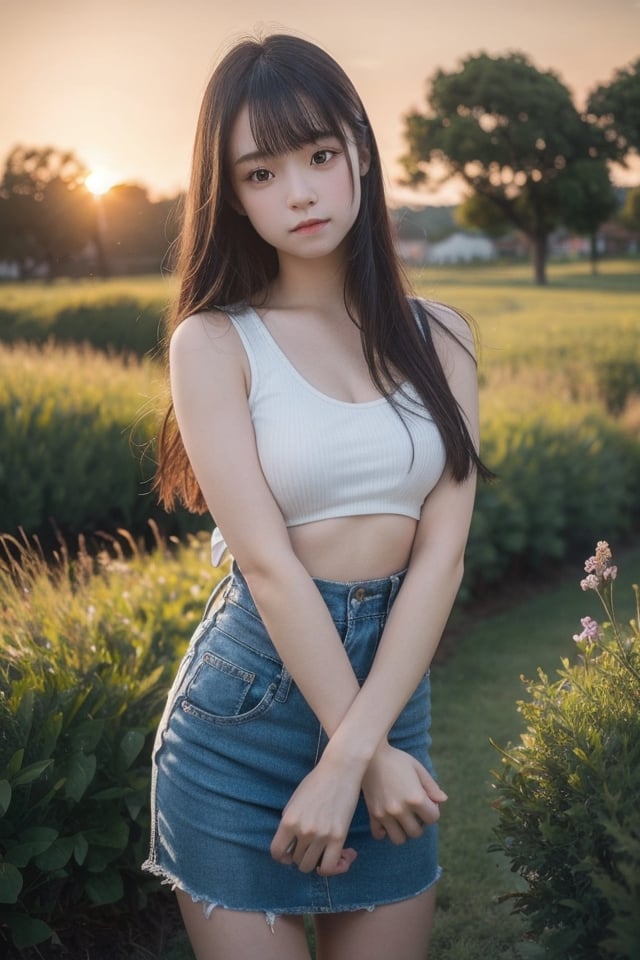 1Beautiful girl,  highly detailed,  High-definition raw color photos,  professional photograpy,  Realistic portrait,  teenager,  Outdoors,  beautiful sunset, 
,littlesshine