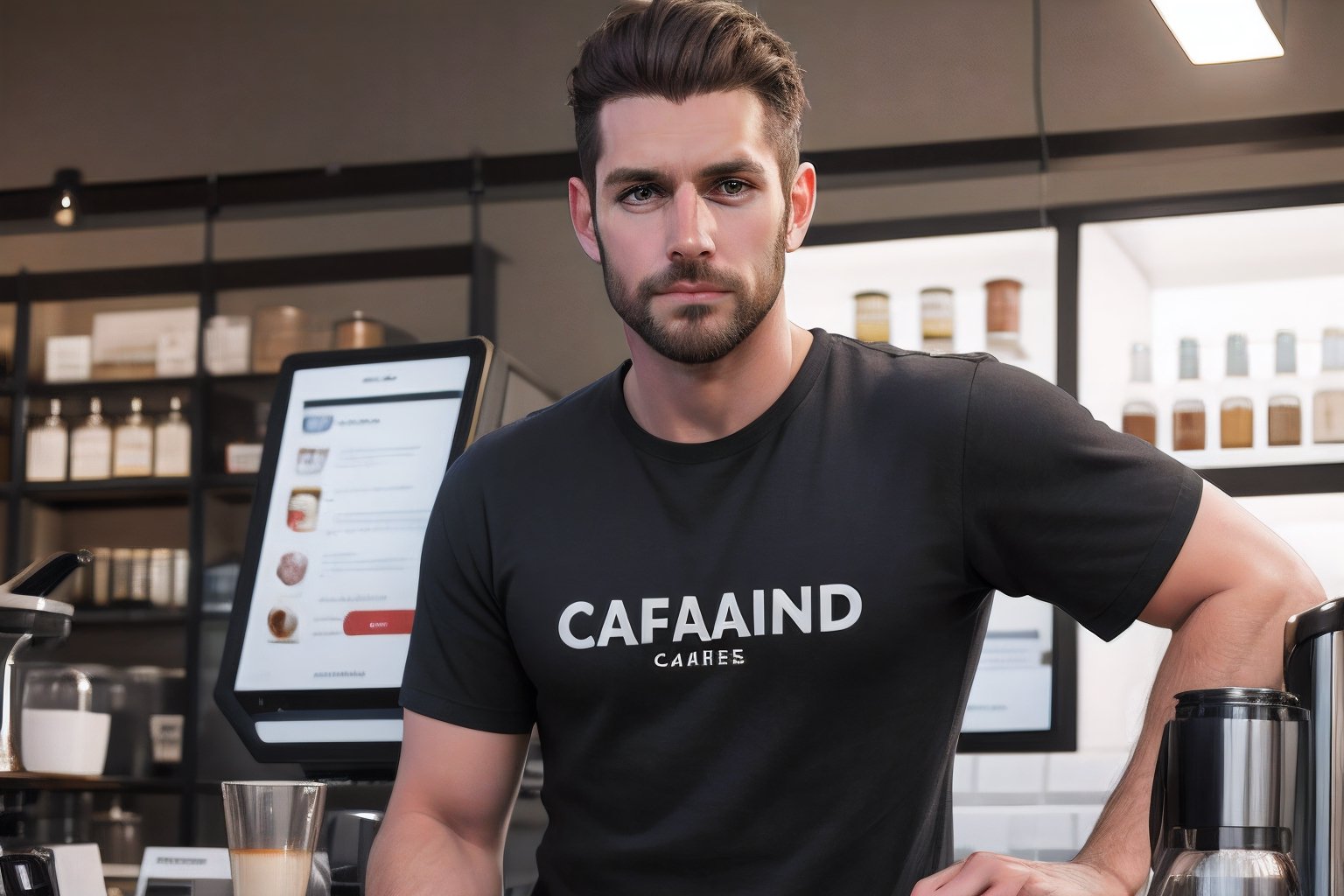 Realistic, Handsome Poland male barista