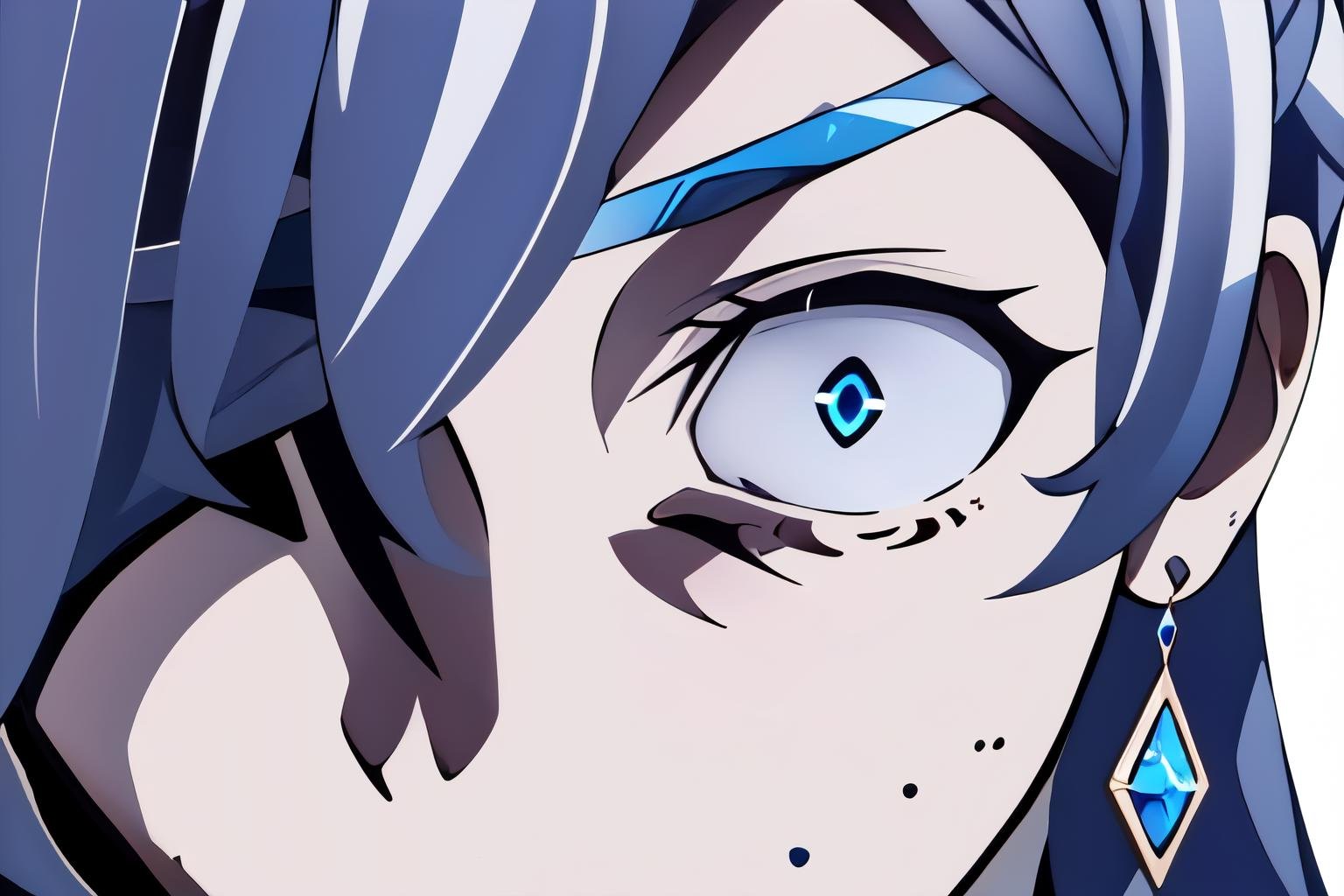 Highly detailed, High Quality, Masterpiece, beautiful, GoingInsane, <lora:GoingInsane:1>, close-up, 1boy, solo, kaeya (genshin impact), eyepatch, dark-skinned male, jewelry, blue hair, earrings, long hair, blue eyes, single earring, dark skin, bangs, <lora:Char_GenshinImpact_Kaeya:0.7>