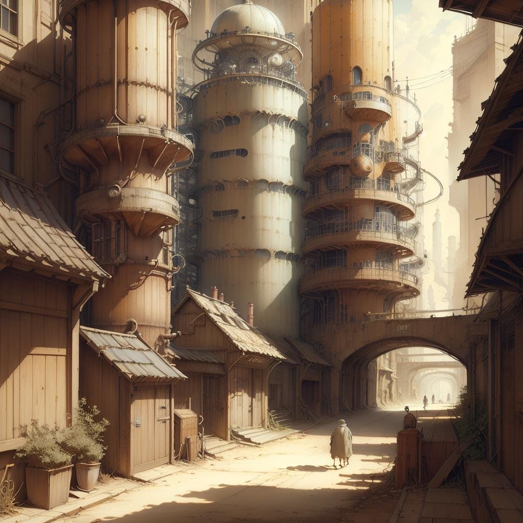 <lora:DaVinciTech-25:1>, scifi, davincitech, by leonardo da vinci,   city alley 