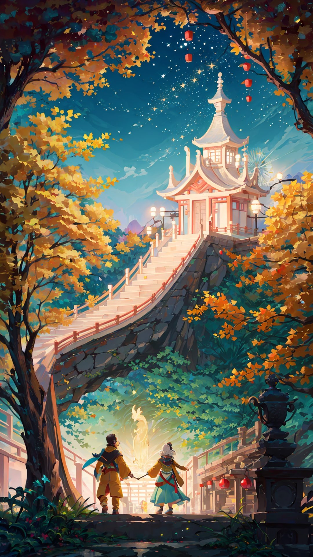 (((masterpiece))), ((extremely detailed CG unity 8k wallpaper)), best quality, high resolution illustration, Amazing, highres, intricate detail, (best illumination, best shadow, an extremely delicate and beautiful),
The best picture quality, best visual expression, complete structure, master work,In ancient China, Having a close and distant view,Chang'an Avenue, Sister Lantern, bustling street scene, and bright fireworks in the sky