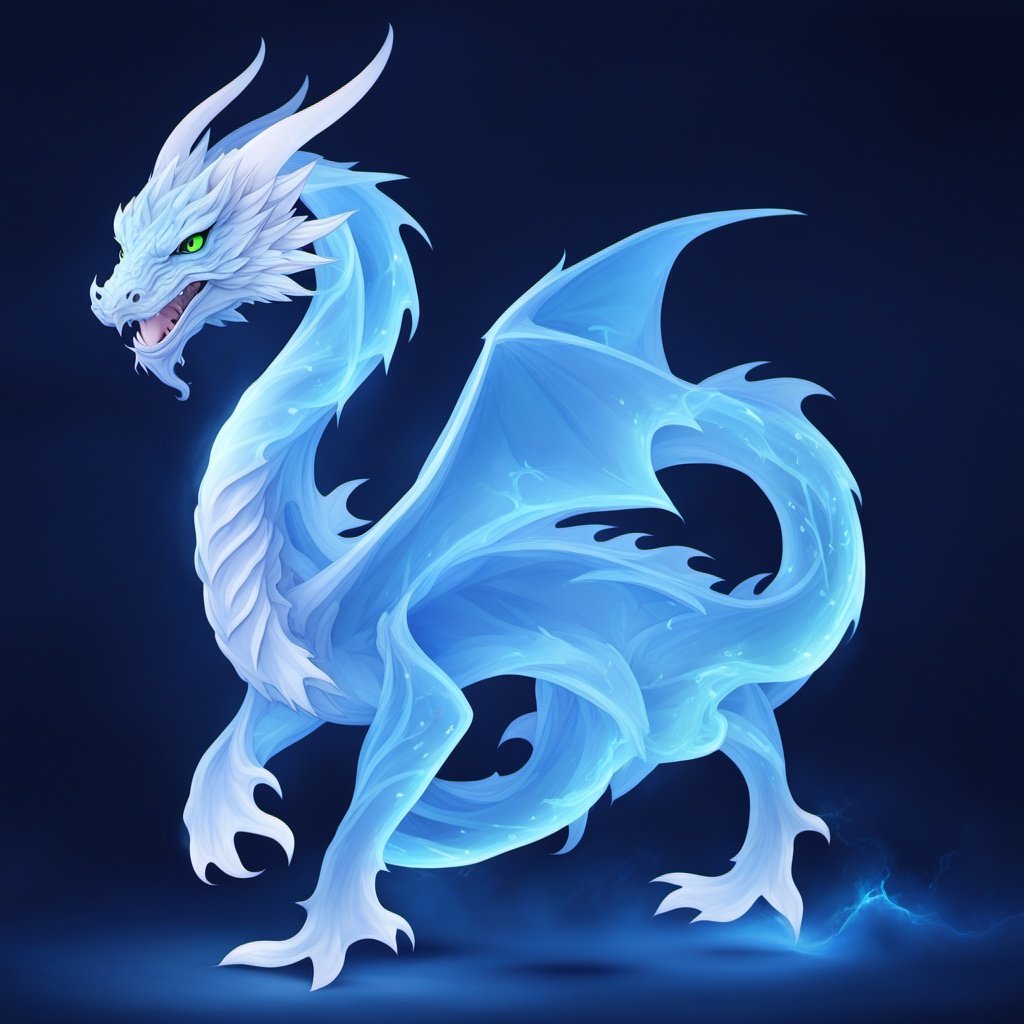 <lora:bailu:0.9>,LU,blue theme,glowing,transparent luminous body,dragon,