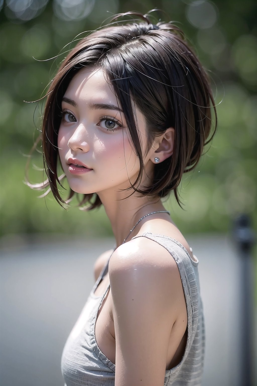 Realistic, beautiful Thai Tomboy , short hair ,solo