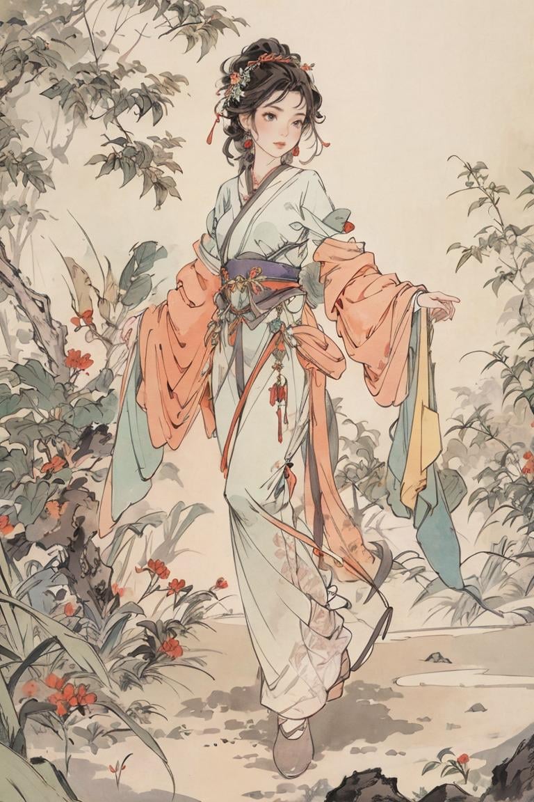 1girl,  garden background,  (masterpiece by Ttan on Tensor.Art