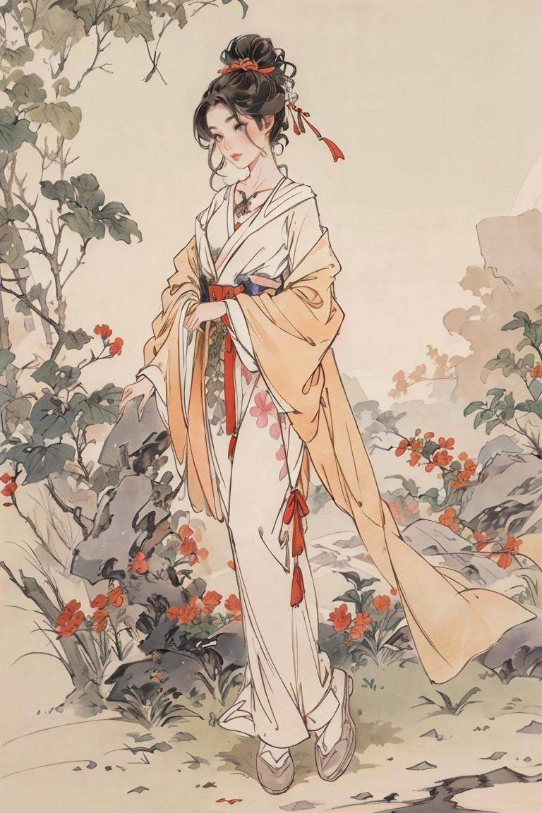 1girl,  garden background,  (masterpiece by Ttan on Tensor.Art
