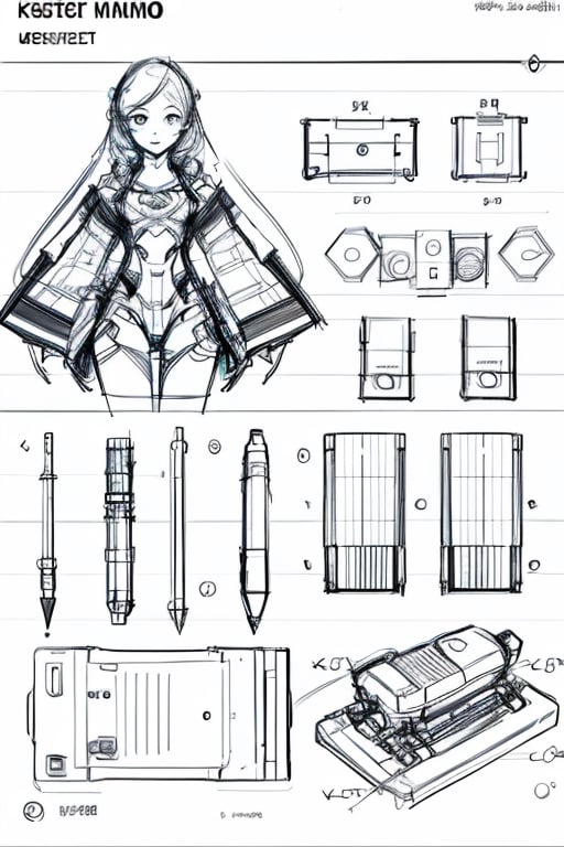 (((sketch))), master designer, pencil speed drawing works, ((user manual, sketch:1.5)), Parts Description, (detailed explanation and description, text, production drawing), documentation, Design Process, high-tech, super factory design product, monochrome, digital_drawing, 1girl,sketch