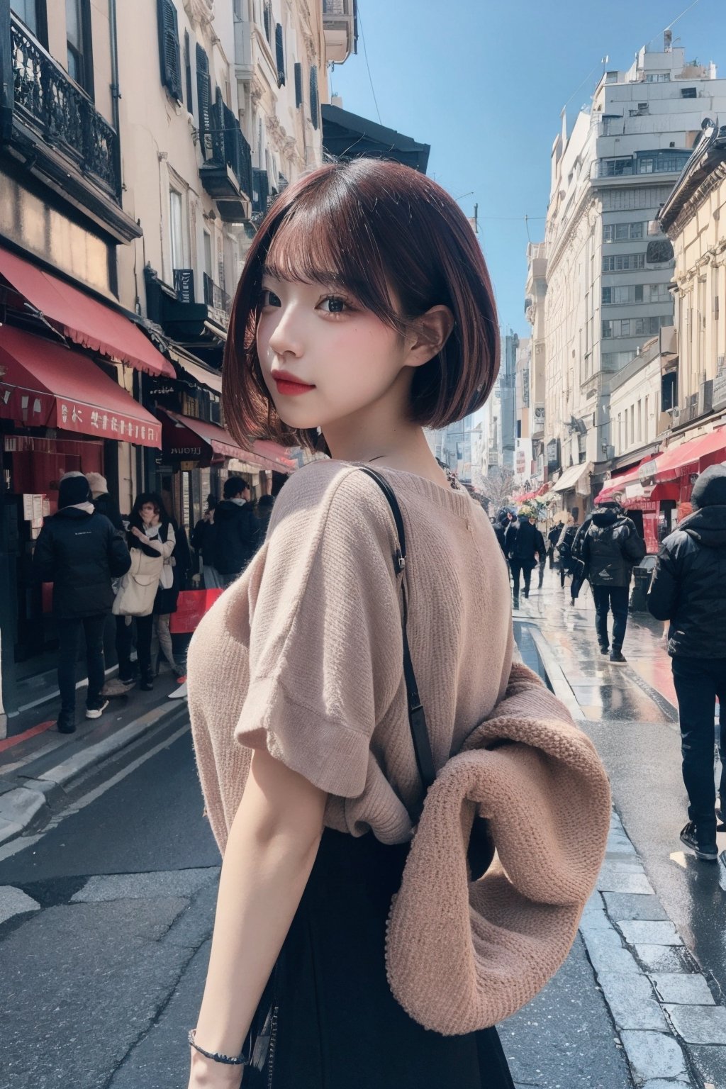 A glamour portrait photo,  outside the street,  shot by sony a7 mark iii by AI_Imaging on Tensor.Art