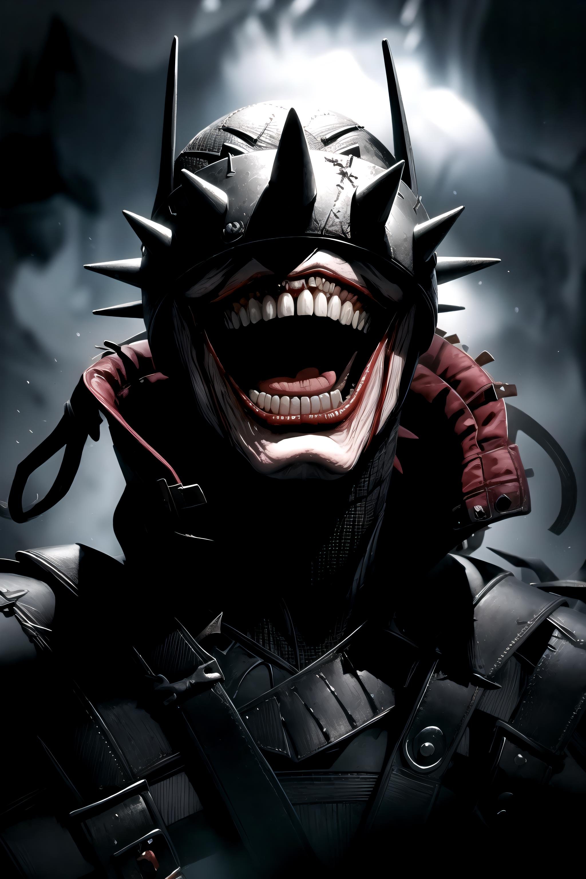 masterpiece, best quality, batmanwholaughs, mist, dark, portrait, laughing, open mouth, tongue out, looking up, nightmare, horror <lyco:BatmanWhoLaughsV9-000011:1>