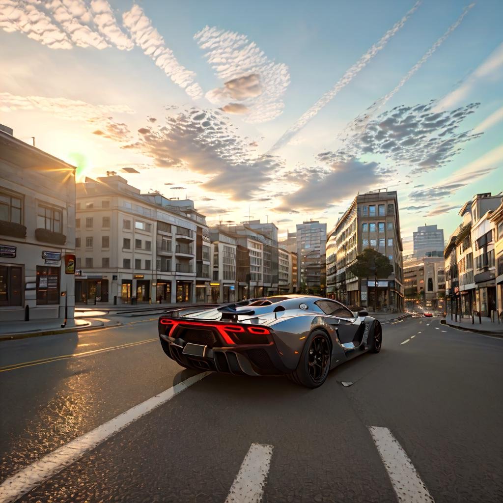 masterpiece, (photorealistic:1.4)Wide angle Environmental shot , speeding through a busy city, futuristic hypercar , low angle , side profile , motion blur <lora:hypercars-10:1>