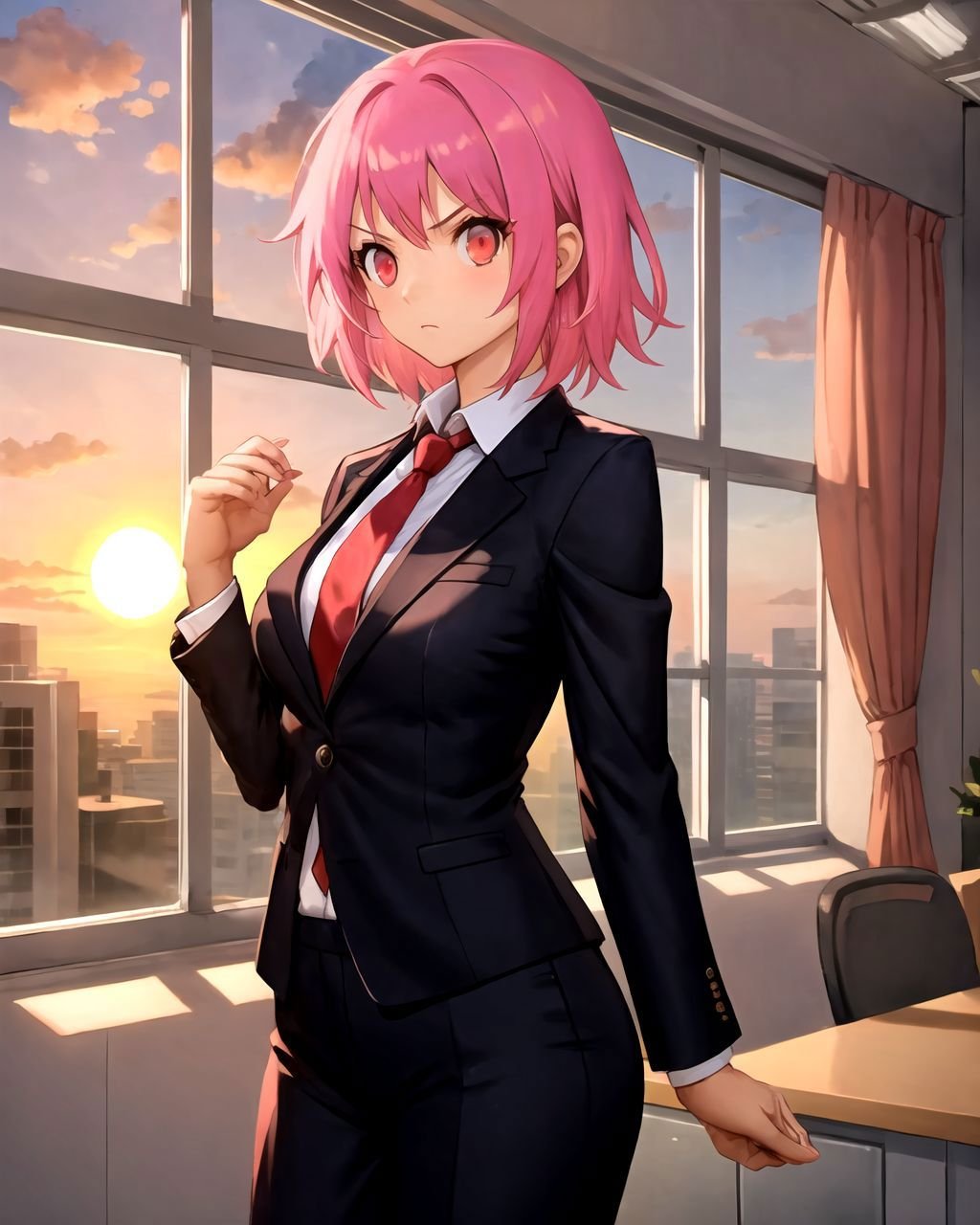 cowboy shot,  pink hair,  medium hair by Idkanymore50 on Tensor.Art