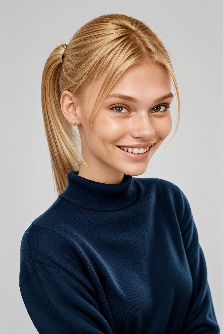 (medium shot:1.4), realistic photo of <lora:sd15_VasilinaKireenko_locon_24_v1-000012:1> VasilinaKireenko blonde hair smile, smile, hair styled as curled ponytail