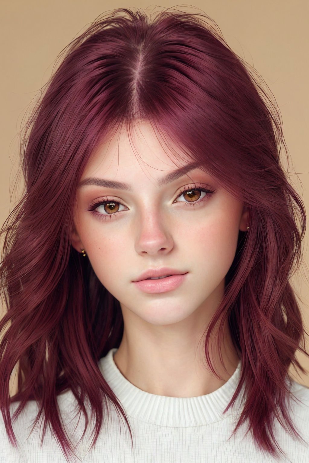 <lora:SavannahRaeDemers_v1:1> SavannahRaeDemers, focus on eyes, close up on face, pouting, medium violet-red color hair styled center-parted straight hair