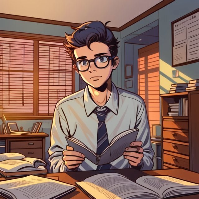 a very studious boy inside the bedroom preparing for his exams which are tomorrow by ShadoWxShinigamI on Tensor.Art