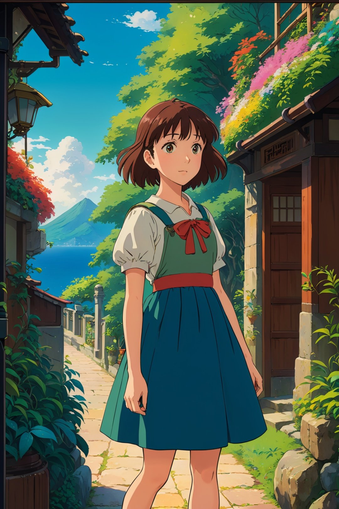  ghibli artwork a girl, dramatic, key visual, vibrant, highly detailed, studio anime, anima color