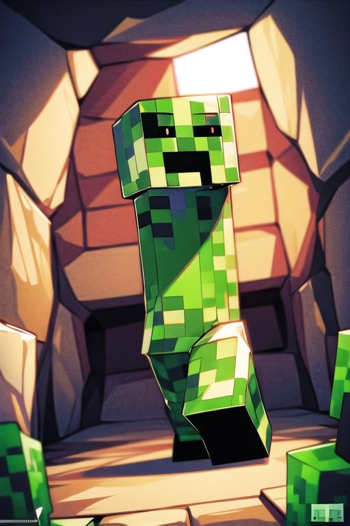 mccreeper, masterpiece, best quality, high quality,extremely detailed, creeper_(minecraft), creeper, in a cave, creature  <lora:mccreeper:1>