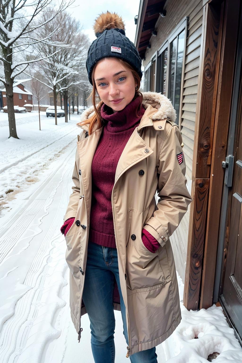 f3licity,  a woman wearing winter clothes,  coat by GGrue on Tensor.Art