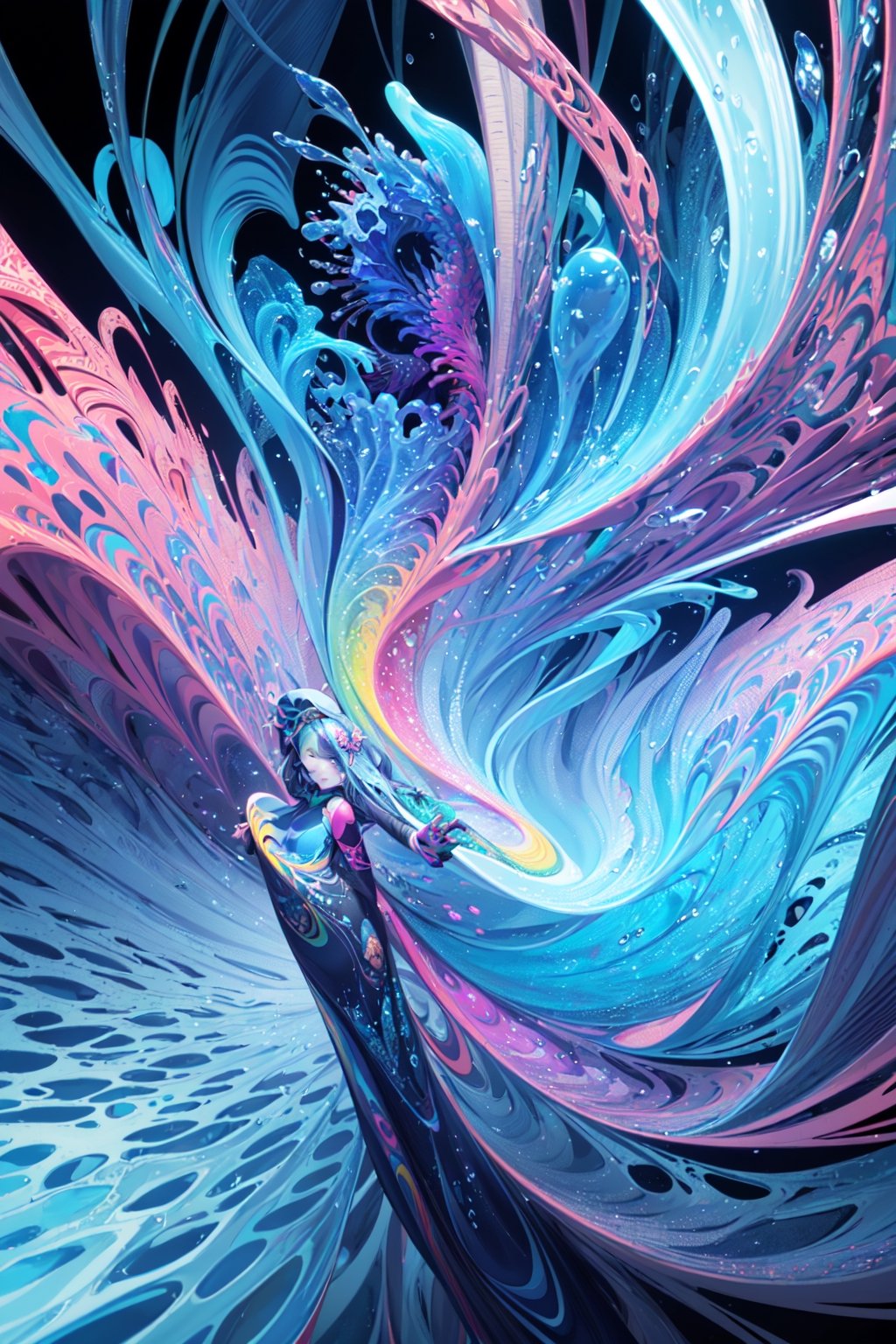 psychedelic art:1.0, (colorful:1.3),(masterpiece:1.2), best quality, masterpiece, original, extremely detailed wallpaper, looking at viewer,(1girl:1.2),extreme detailed,(fractal art:1.3),colorful,highest detailed,solo,(floating colorful water:1.2)