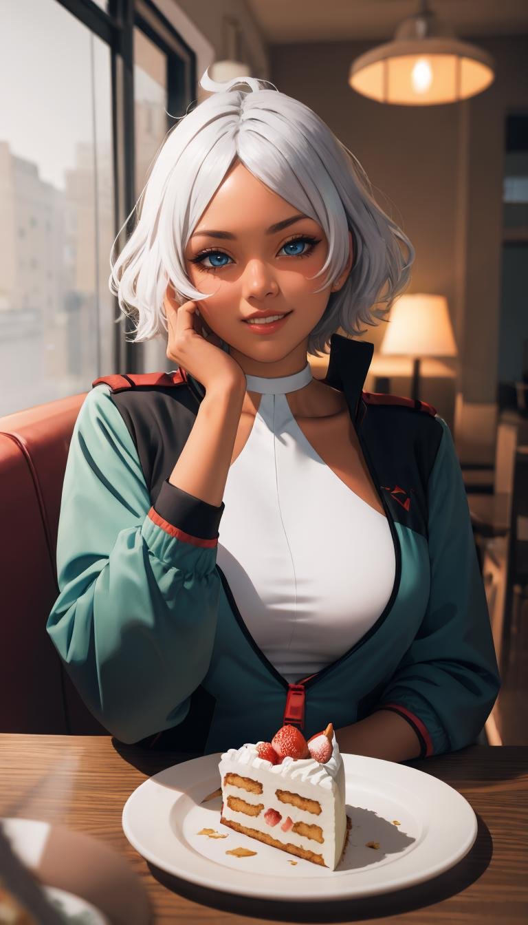 pov across table,  looking at viewer,  sitting by ownwaifu on Tensor.Art