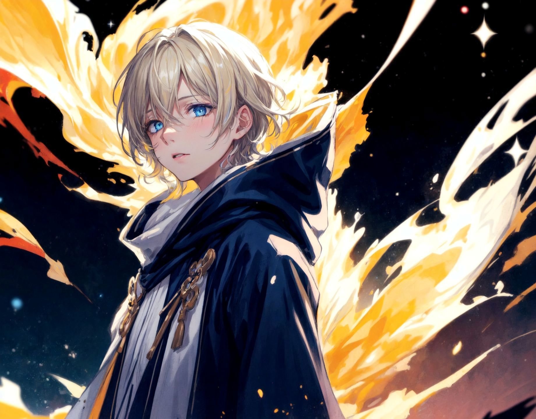 a man wearing wizard robes confidently walking through space. by user_6241771279618491887 on Tensor.Art