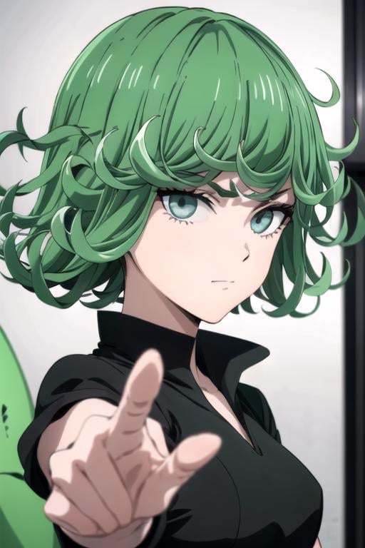 (((pixel-perfect, detail-perfect))), solo, 1girl,  <lora:tatsumaki-opm:0.75>, tatsumaki, black dress, looking at viewer, closed mouth