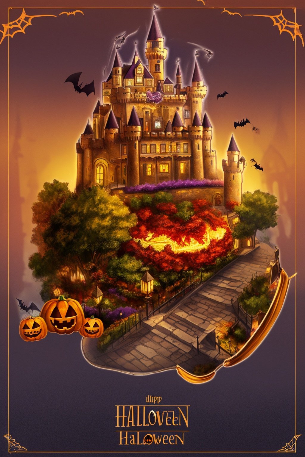  Best quality, 8k, cg,halloween,castle, wsj-hd