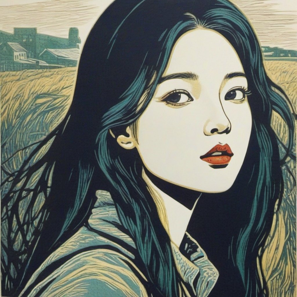 colour,woodcut,1girl,  <lora:Chinese Printmaking_中国版画_sdxl(V1.0):1>, masterpiece, best quality,