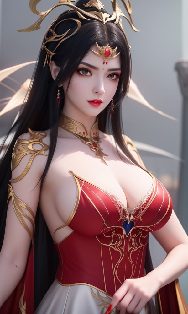 (,1girl, ,best quality, )<lora:DA_彩鳞-女王-斗破苍穹:0.6>, ,masterpiece, fantasy, realistic,science fiction,mole, ultra realistic 8k cg, ,tamari \(flawless\), large breasts , spider lily,  upper body, (),