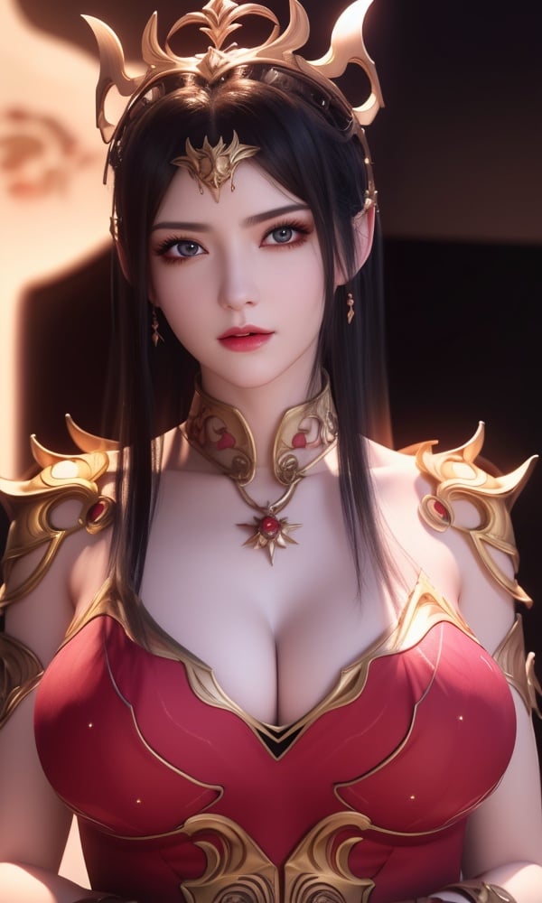 (,1girl, ,best quality, )<lora:DA_彩鳞-女王-斗破苍穹:0.6>, ,masterpiece, fantasy, realistic,science fiction,mole, ultra realistic 8k cg, ,tamari \(flawless\),  large breasts  ,strawberry blossoms      upper body, (),