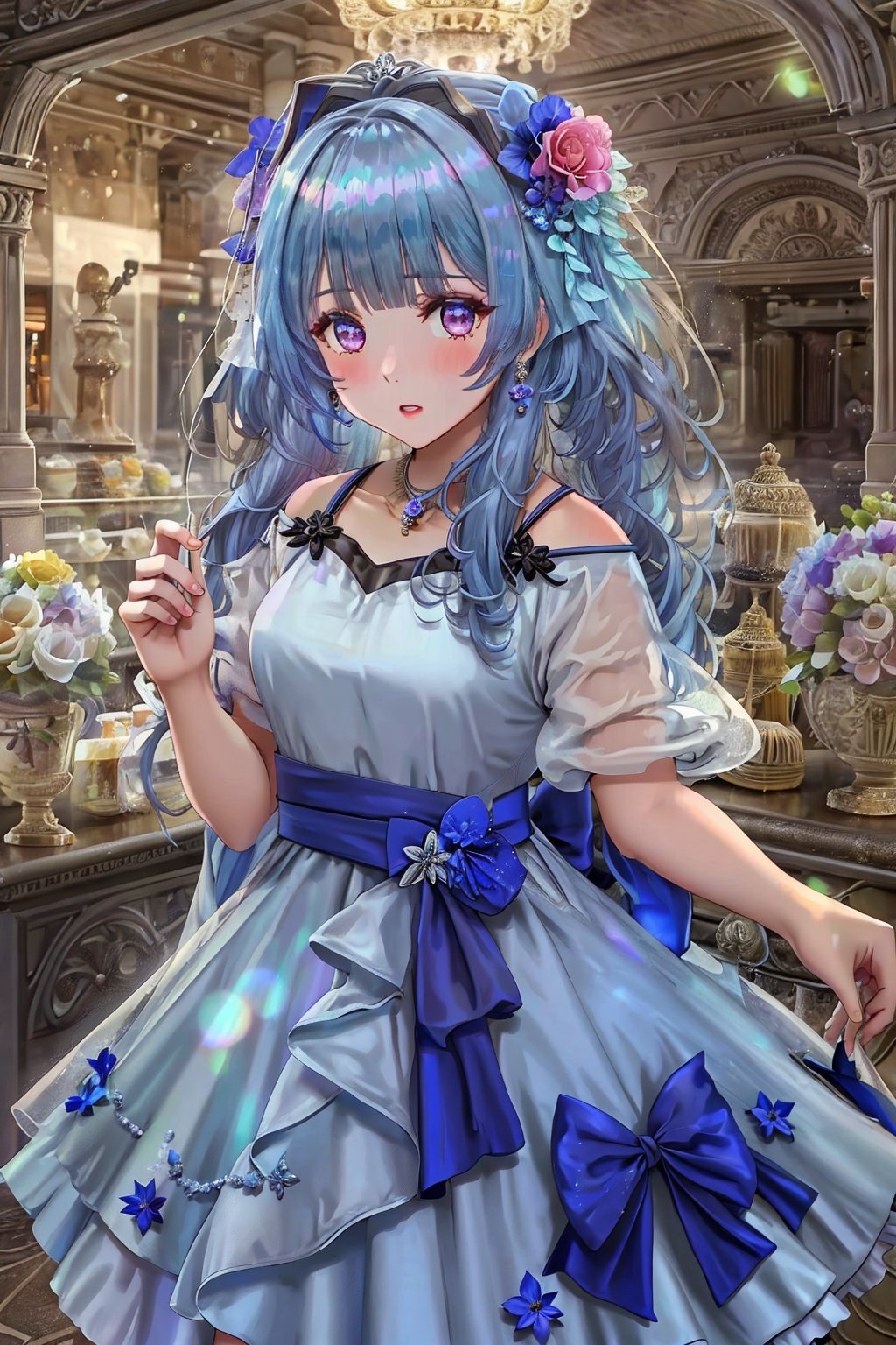1girl,  solo,  flower by 蔚蓝Blue on Tensor.Art
