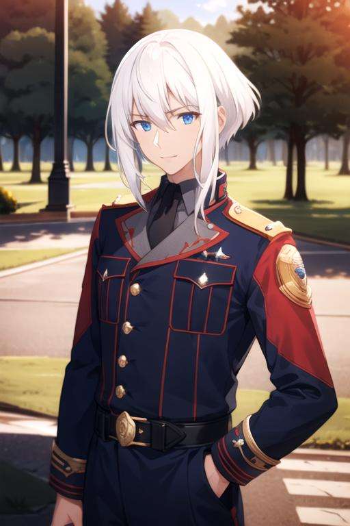 masterpiece, best quality, game cg, 1boy, solo, male focus, looking at viewer, , depth of field, , realistic, <lora:lay_glanzudlii:0.72>, lay_glanzudlii, white hair, blue eyes, , , world war 1,