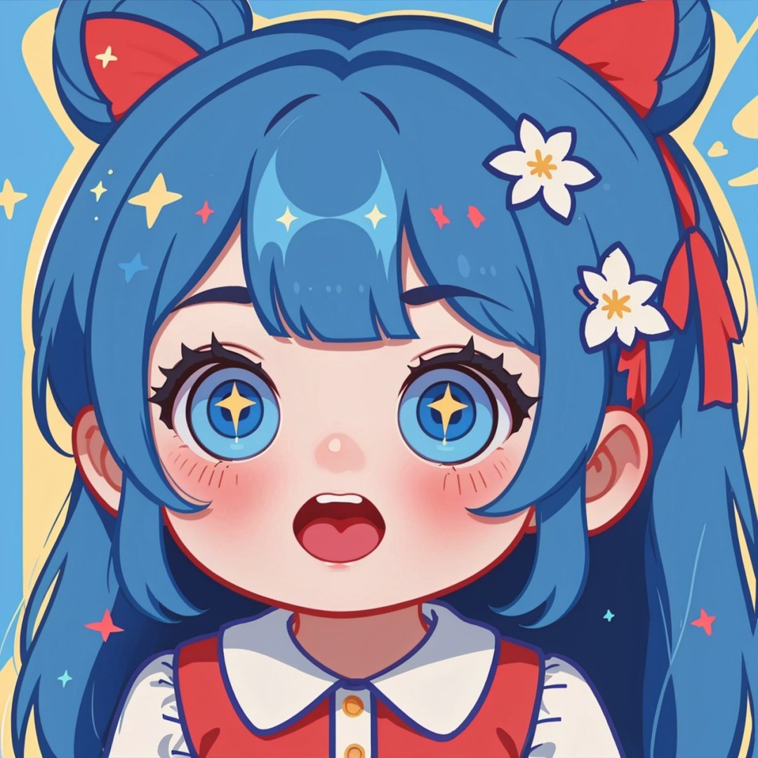 Red corner,  Blue hair,  virtual youtuber by 蔚蓝Blue on Tensor.Art