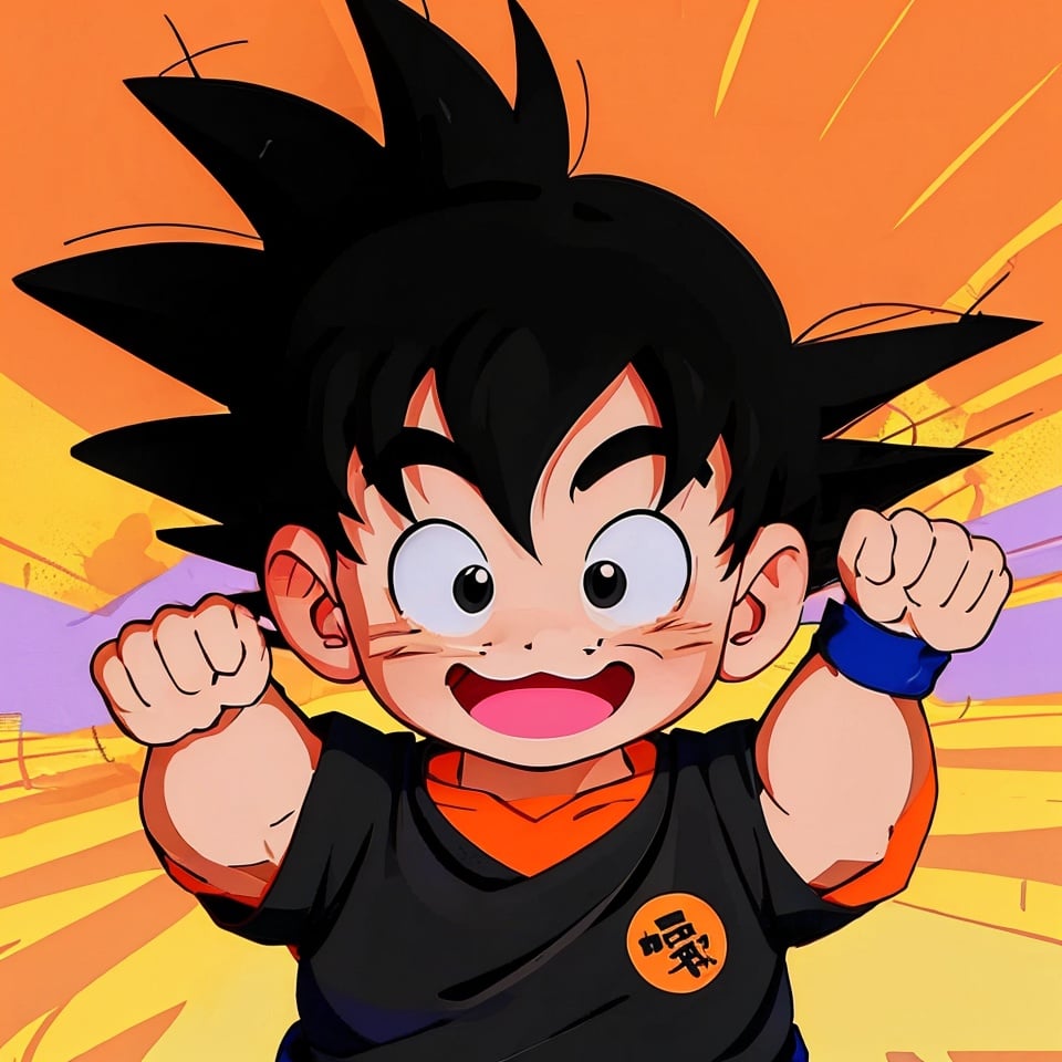 wristband,  black eyes,  son goku by 蔚蓝Blue on Tensor.Art