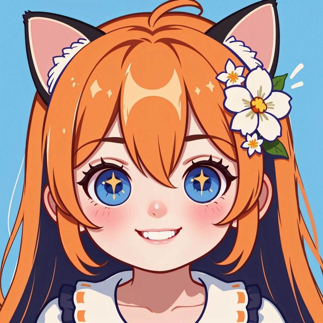 Orange hair,  1girl,  flower by 蔚蓝Blue on Tensor.Art