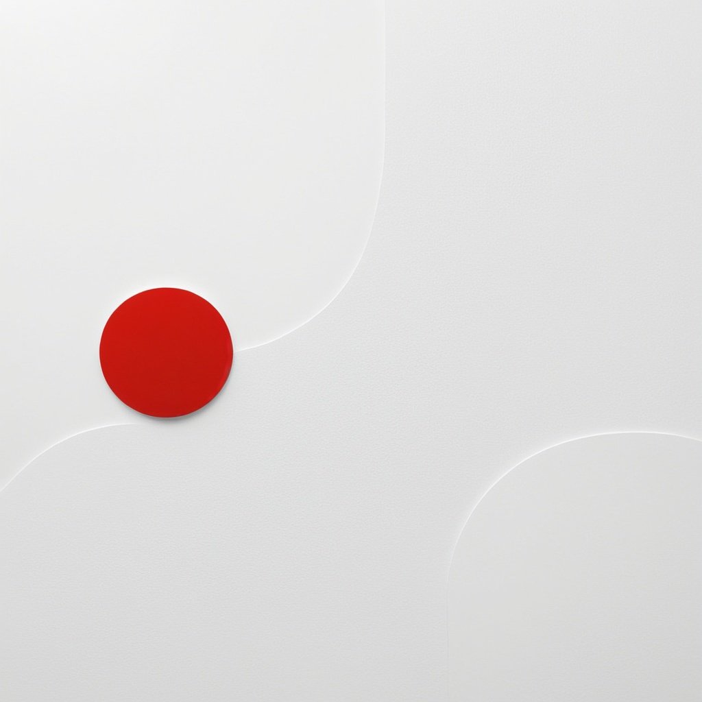 white, minimalist piece of art, red spot