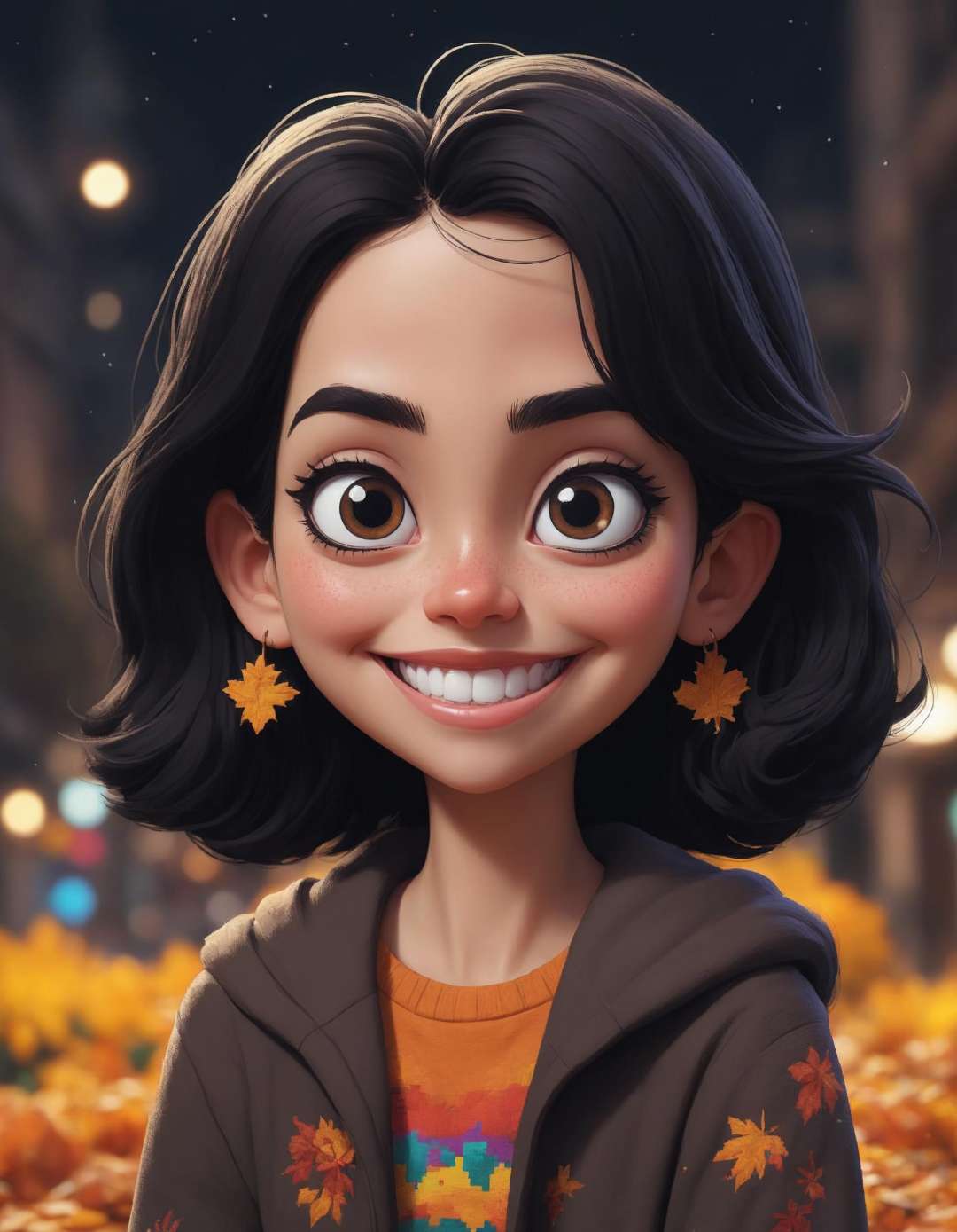 Pixel Art pixelated pixel pixel ,  extremely content happy smile ,  + / A fit black haired woman in MEXICO CITY in autumn...