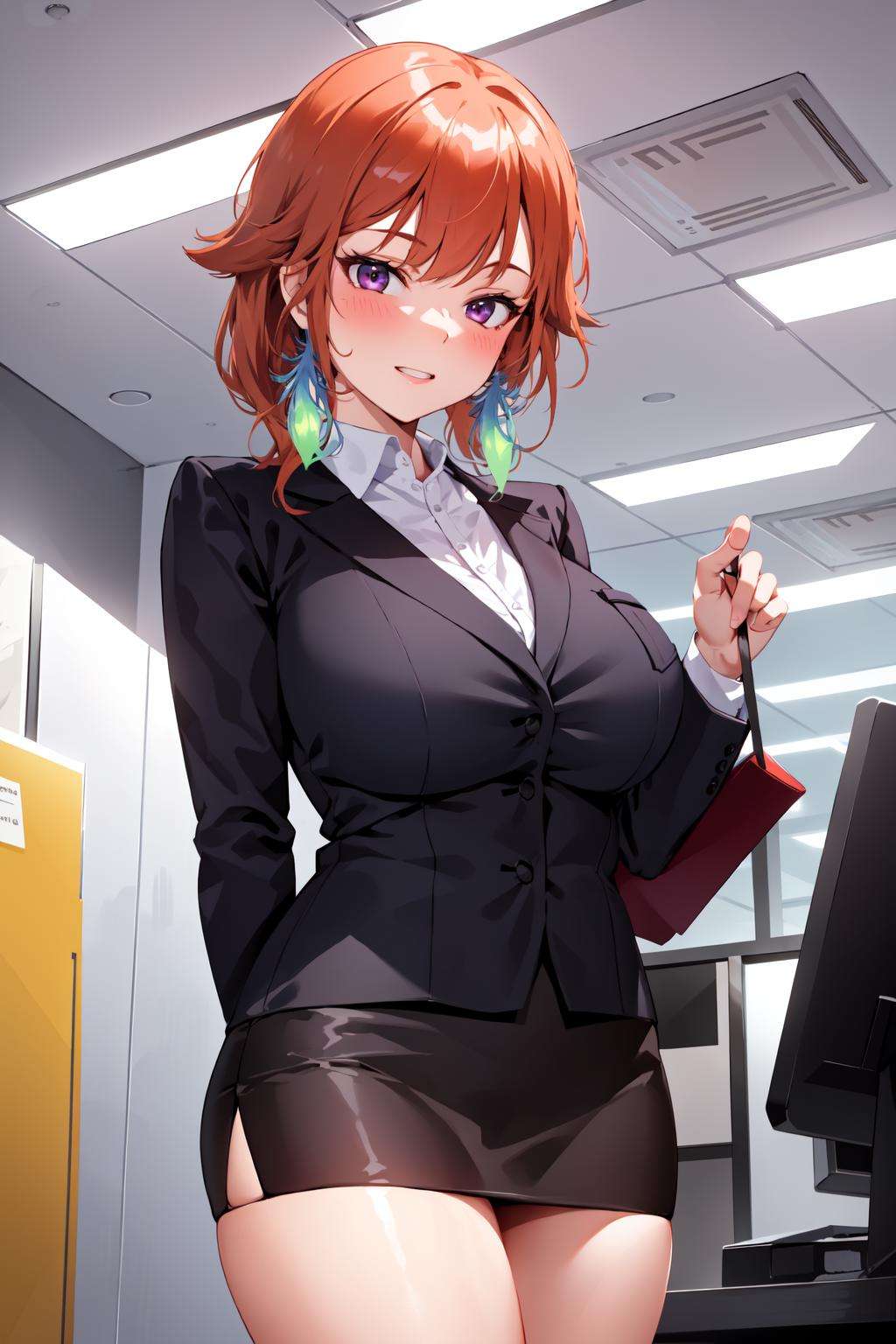 office, 1girl, office lady, cowboy shot, <lyco:Kiara-LoCon32V2-000009:0.9>