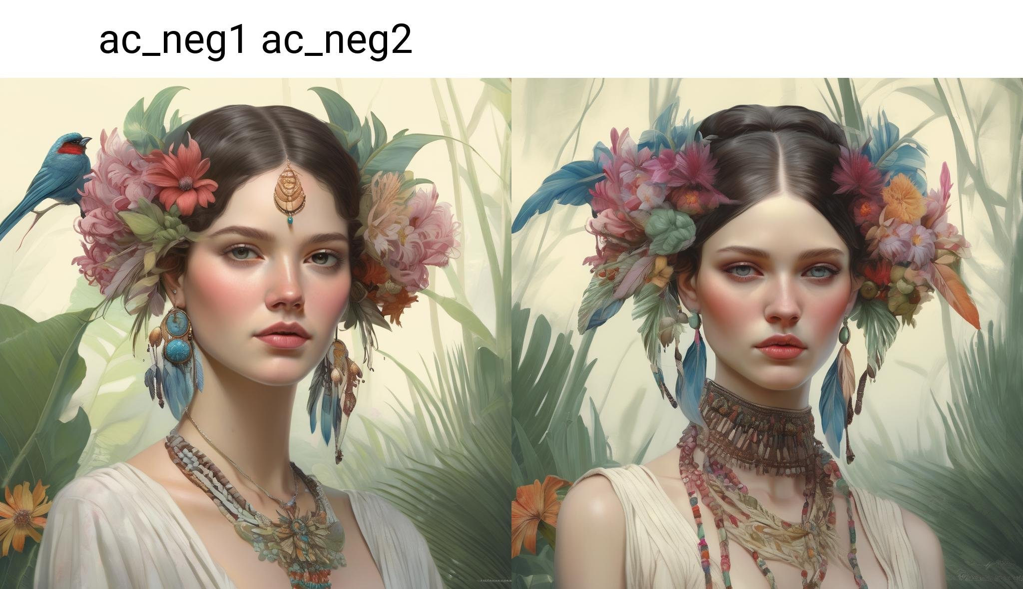 beautiful woman wearing fantastic hand-dyed cotton clothes, embellished beaded feather decorative fringe knots, colorful pigtail , subtropical flowers and plants, symmetrical face, intricate, elegant, highly detailed, 8k, digital painting,trending on pinterest, harper’s bazaar, concept, art, sharp focus, illustration, Tom Bagshaw, Lawrence Alma-Tadema, Alphonse Mucha