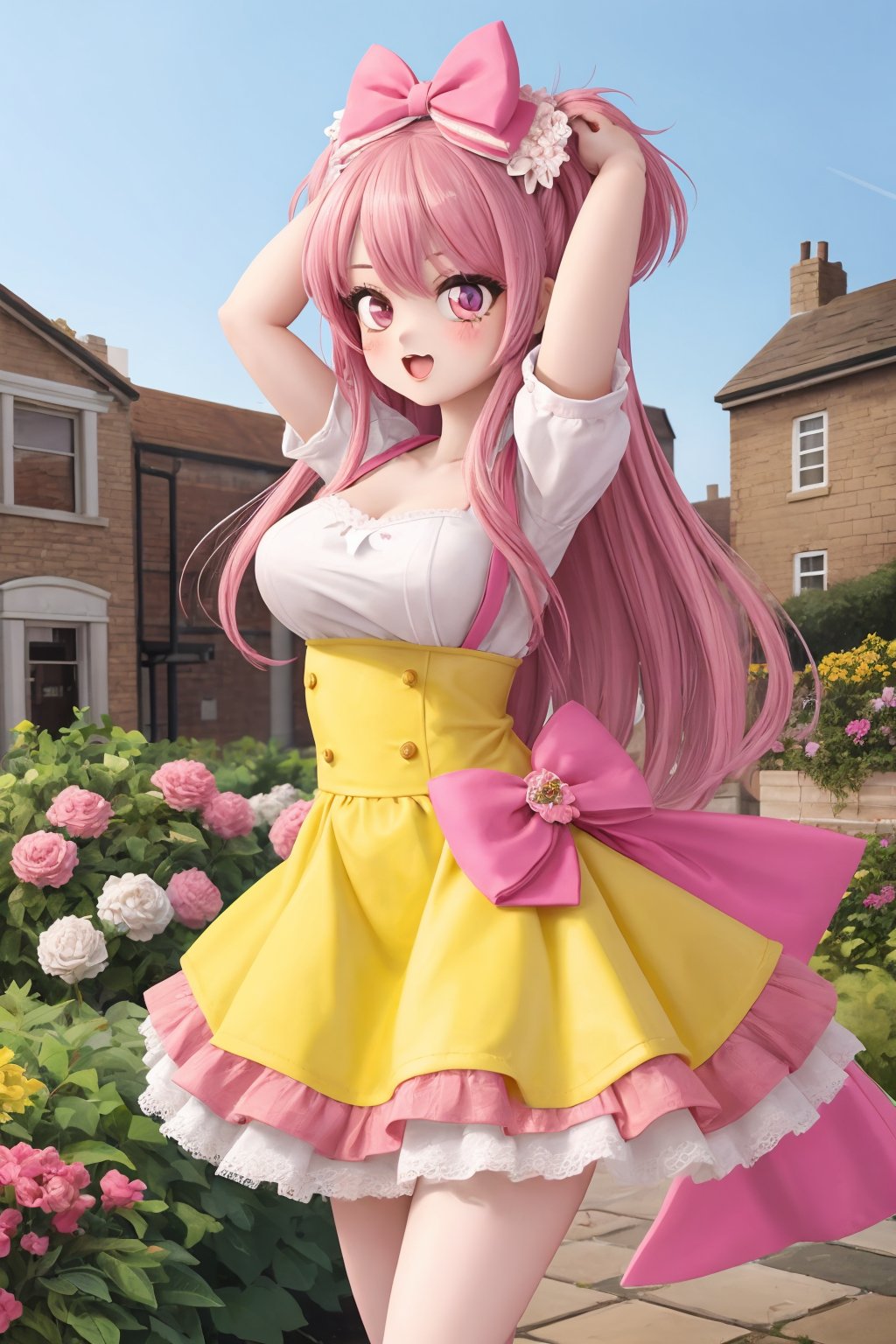 (best quality:1.2), (hyper detailed), 

Rosie's hobbies include exploring her town's gardens, tending to her own pink-themed garden, and participating in various community events and celebrations. She enjoys dancing, often attending retro-themed dance parties with her friends, where she can showcase her love for all things pink.