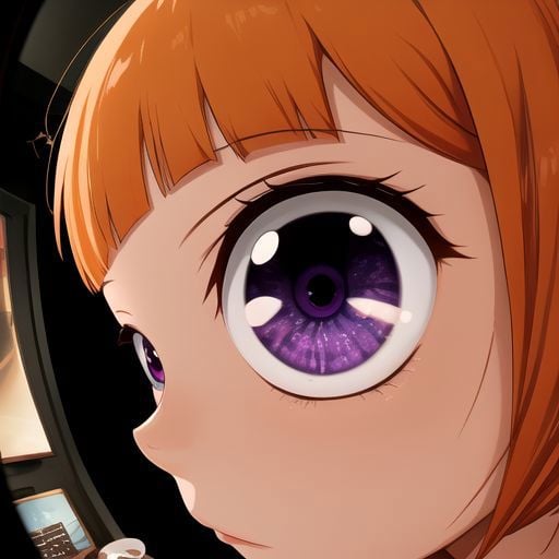 close up,chibi,female,from side,orange bobcut, ponytails,purple eye,closed mouth,fisheye, <lora:parody close up-t2-000062:1:lbw=1,0,0,0,0,0,1,0,1,1,0,0,0,1,0,0,0,1,0,0.2,1,0,0,0,0,0>