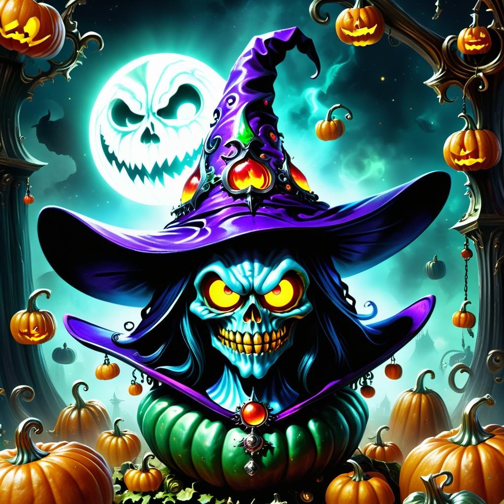 ((realistic,digital art)), (hyper detailed),h4l0w3n5l0w5tyl3DonML1gh7 Ominous Witchcraft and Sorcery Headless Horseman Phantom Opera House Pumpkin Seeds Witch Hats Ghastly Smile Haunted Chandeliers Witch's Cauldron Carving Jack-o'-Lanterns, <lora:h4l0w3n5l0w5tyl3DonML1gh7-XLv1.3-000010:1>