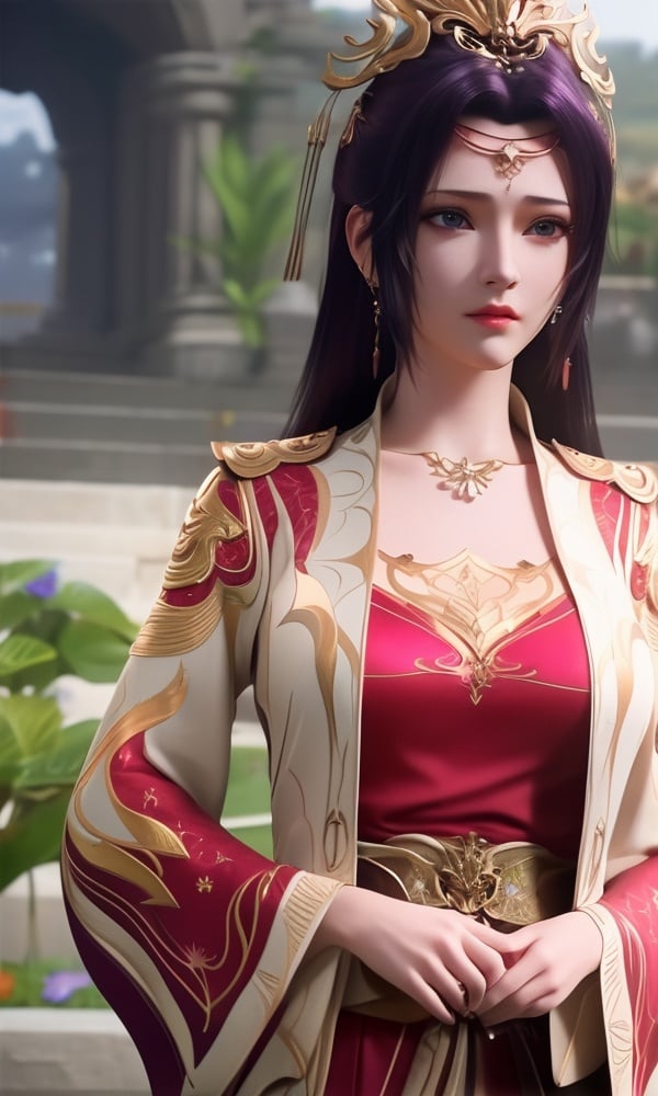 (,1girl, ,best quality, )<lora:DA_云韵V3-婚服-斗破苍穹:0.8>,, ,masterpiece, fantasy, realistic,science fiction,mole, ultra realistic 8k cg, ,tamari \(flawless\),  medium breasts  ,purple flower,       (()), (),