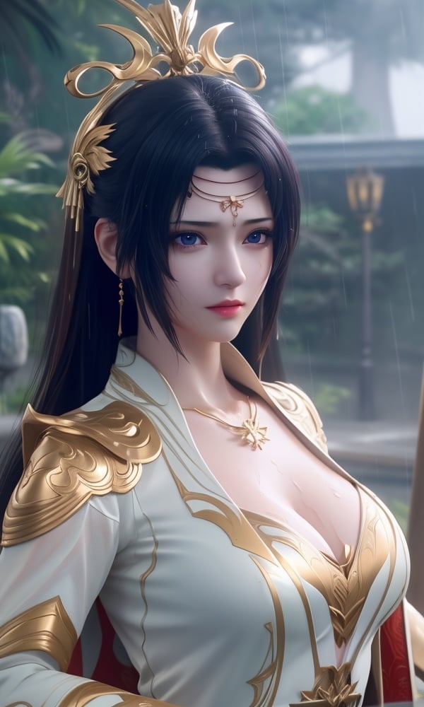 (,1girl, ,best quality, )<lora:DA_云韵V3-婚服-斗破苍穹:0.6>,, ,masterpiece, fantasy, realistic,science fiction,mole, ultra realistic 8k cg, ,tamari \(flawless\),  medium breasts  ,hydrokinesis,sweat, wet, rain, ,       (()), (),