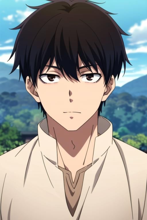 masterpiece, best quality, , 1boy, solo, male focus, looking at viewer, upper body, , anime coloring, , <lora:yukito_urabe:0.66>, yukito_urabe, black hair, brown eyes, ,