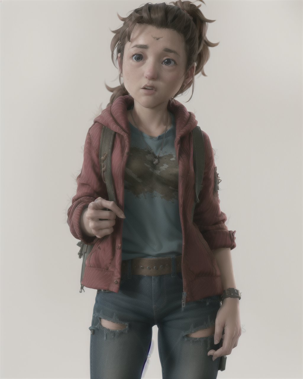 <lora:TheLastOfUs:0.6>  TheLastOfUs 1girl ellie, red hooded sweater, blue jean <lora:EstilizStyle1000:1> EstilizStyle chibi 3d , octane render, blender, estilized, masterpiece, highres, photorealistic, best quality, perfect lighting, 8k, realistic, photo-realistic, ultra-detailed,